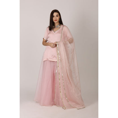 NAMAH BY PARUL MONGIA Pink Solid Kurta with Sharara and Dupatta (Set of 3)