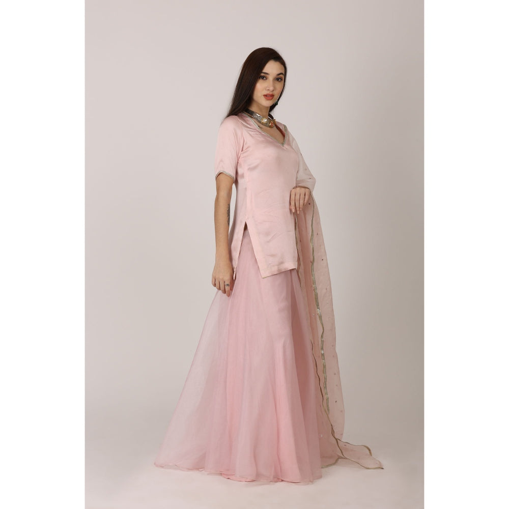 NAMAH BY PARUL MONGIA Pink Solid Kurta with Sharara and Dupatta (Set of 3)