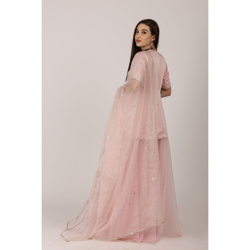 NAMAH BY PARUL MONGIA Pink Solid Kurta with Sharara and Dupatta (Set of 3)
