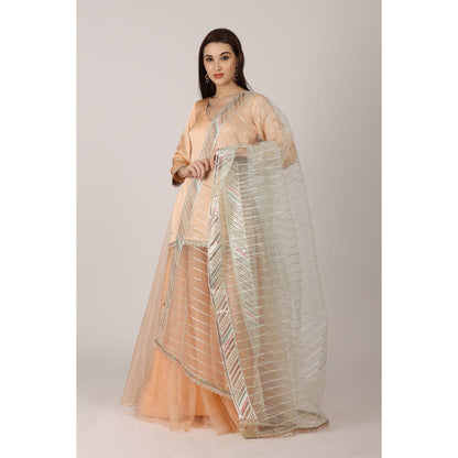 NAMAH BY PARUL MONGIA Peach Solid Kurta with Sharara and Dupatta (Set of 3)