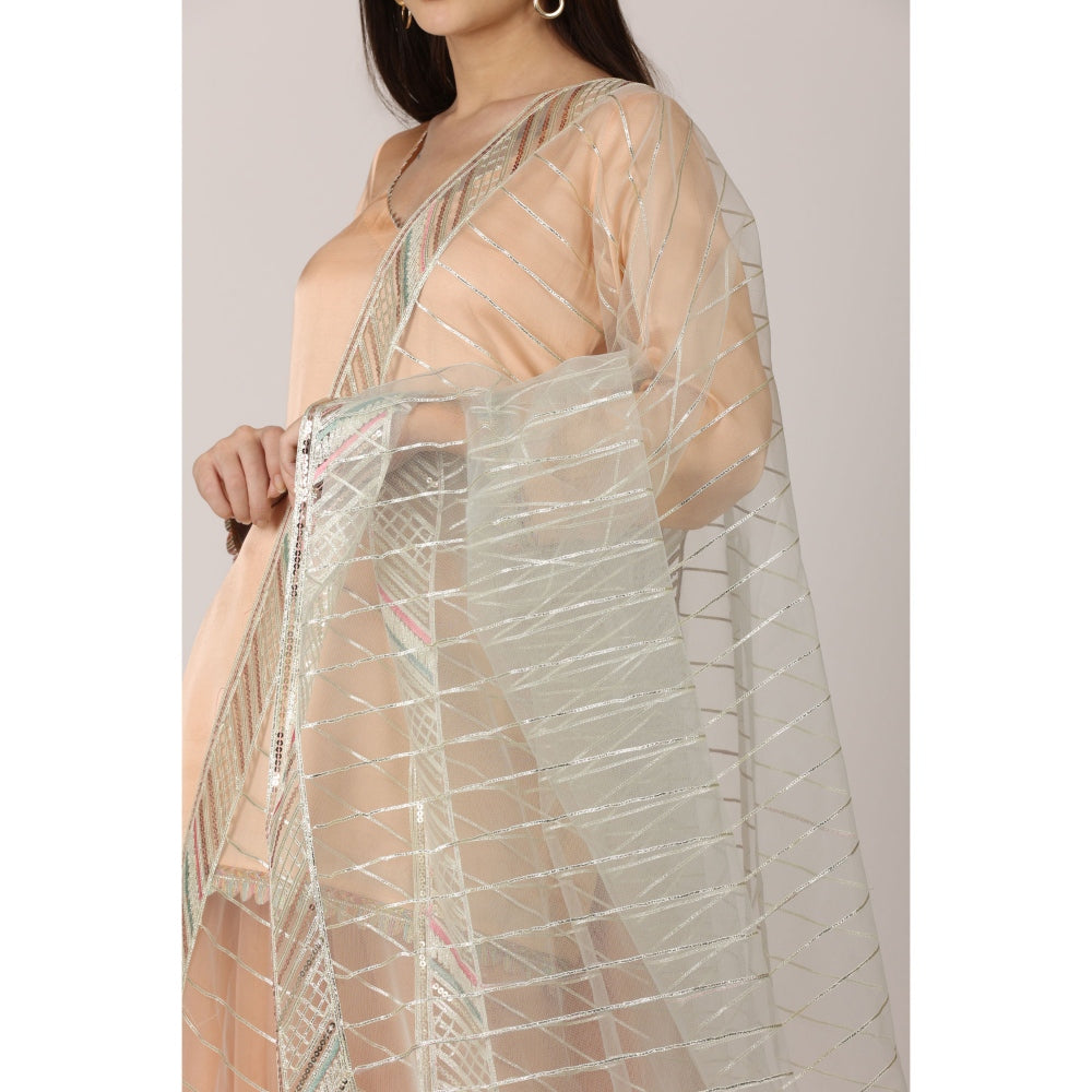 NAMAH BY PARUL MONGIA Peach Solid Kurta with Sharara and Dupatta (Set of 3)