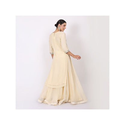 NAMAH BY PARUL MONGIA Ivory Organza Embroidered Kurta with Sharara and Dupatta (Set of 3)