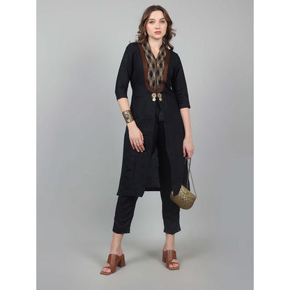 NAMAH BY PARUL MONGIA Tribal Black Linen Jacket with Pant (Set of 2)