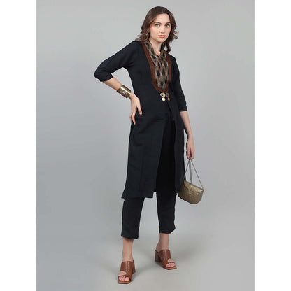 NAMAH BY PARUL MONGIA Tribal Black Linen Jacket with Pant (Set of 2)