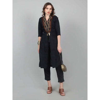 NAMAH BY PARUL MONGIA Tribal Black Linen Jacket with Pant (Set of 2)