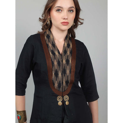 NAMAH BY PARUL MONGIA Tribal Black Linen Jacket with Pant (Set of 2)