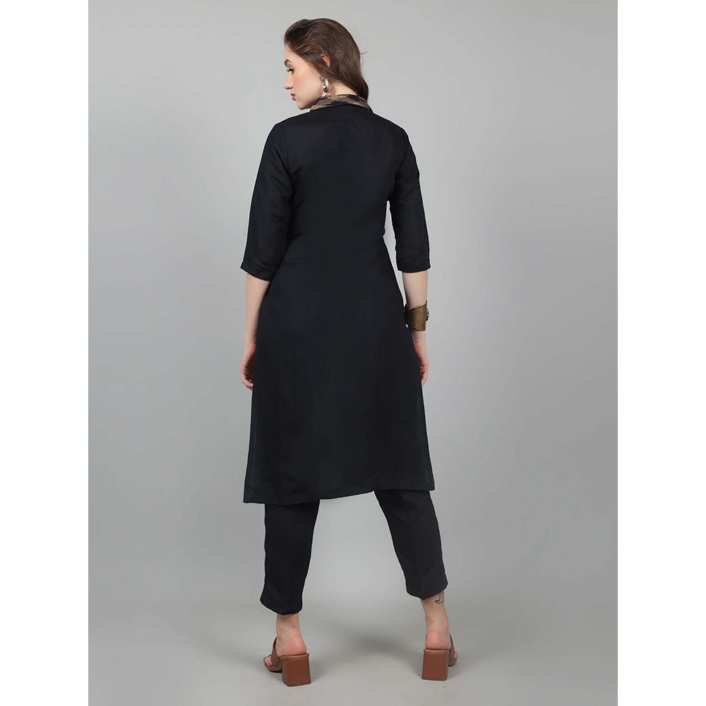 NAMAH BY PARUL MONGIA Tribal Black Linen Jacket with Pant (Set of 2)