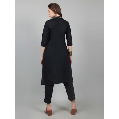 NAMAH BY PARUL MONGIA Tribal Black Linen Jacket with Pant (Set of 2)