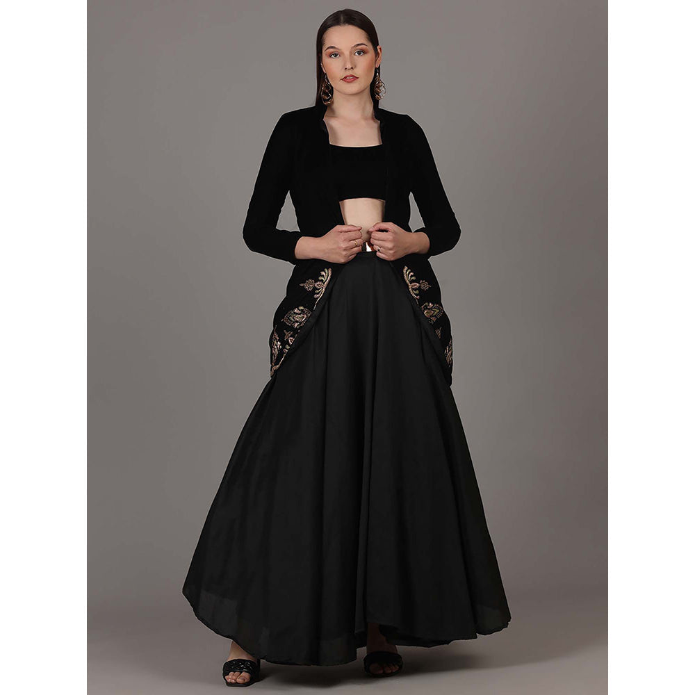 NAMAH BY PARUL MONGIA Black Fusion Blouse with Skirt and Jacket (Set of 3)