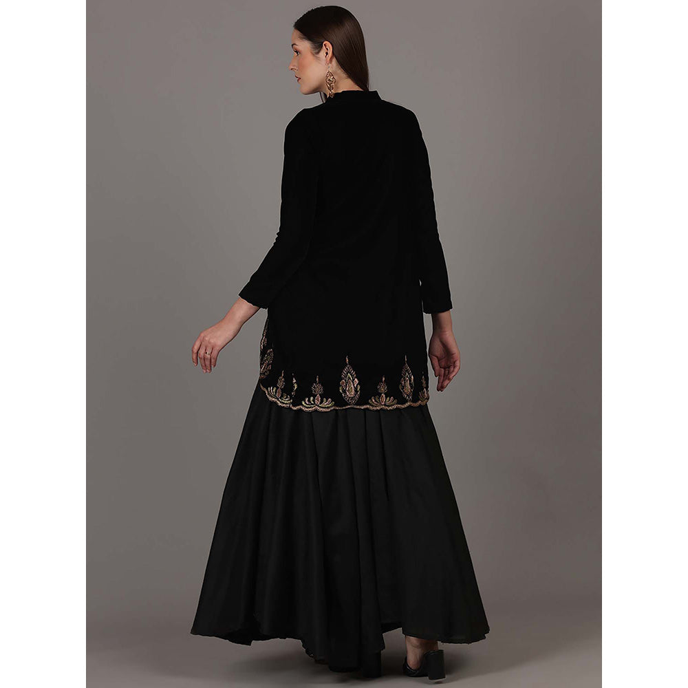 NAMAH BY PARUL MONGIA Black Fusion Blouse with Skirt and Jacket (Set of 3)