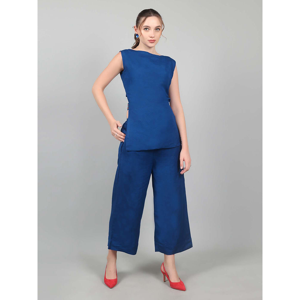 NAMAH BY PARUL MONGIA Lapis Linen Back Bow Co-Ord (Set of 2)