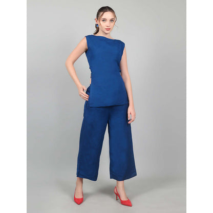 NAMAH BY PARUL MONGIA Lapis Linen Back Bow Co-Ord (Set of 2)
