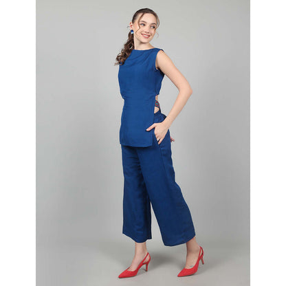 NAMAH BY PARUL MONGIA Lapis Linen Back Bow Co-Ord (Set of 2)
