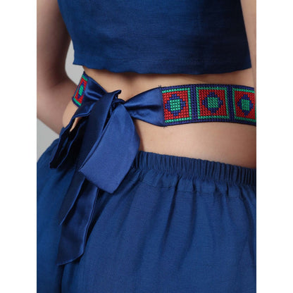NAMAH BY PARUL MONGIA Lapis Linen Back Bow Co-Ord (Set of 2)