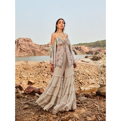 Nandita Thirani Beige Sahara Tunic & Sharara Pant (Set of 2)