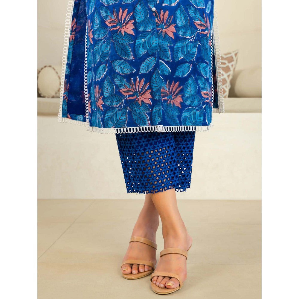 Naseebo Blue Delight Luxe Cotton Premium Kurta with Pant and Dupatta (Set of 3)