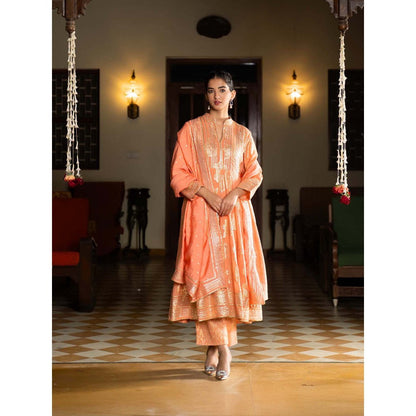 Naseebo Peach Blossom Anarkali with Pant and Dupatta (Set of 3)