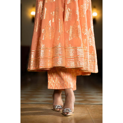 Naseebo Peach Blossom Anarkali with Pant and Dupatta (Set of 3)