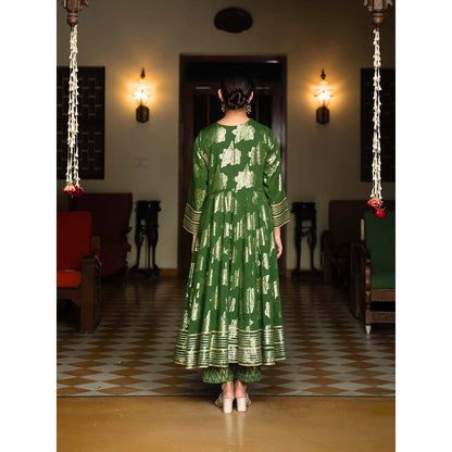 Naseebo Mystic Green Anarkali with Pant and Dupatta (Set of 3)
