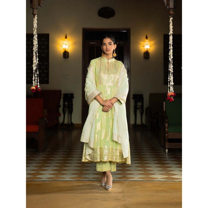 Naseebo Mint Green Grace Anarkali with Pant and Dupatta (Set of 3)