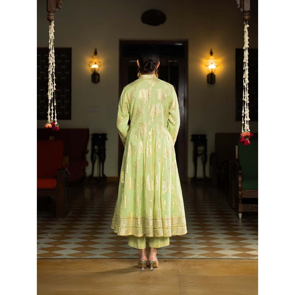 Naseebo Mint Green Grace Anarkali with Pant and Dupatta (Set of 3)