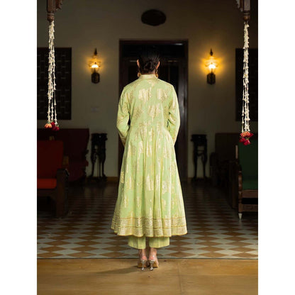 Naseebo Mint Green Grace Anarkali with Pant and Dupatta (Set of 3)