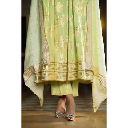 Naseebo Mint Green Grace Anarkali with Pant and Dupatta (Set of 3)