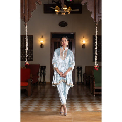 Naseebo Sky Blue Dream Velvet Co-Ord (Set of 2)