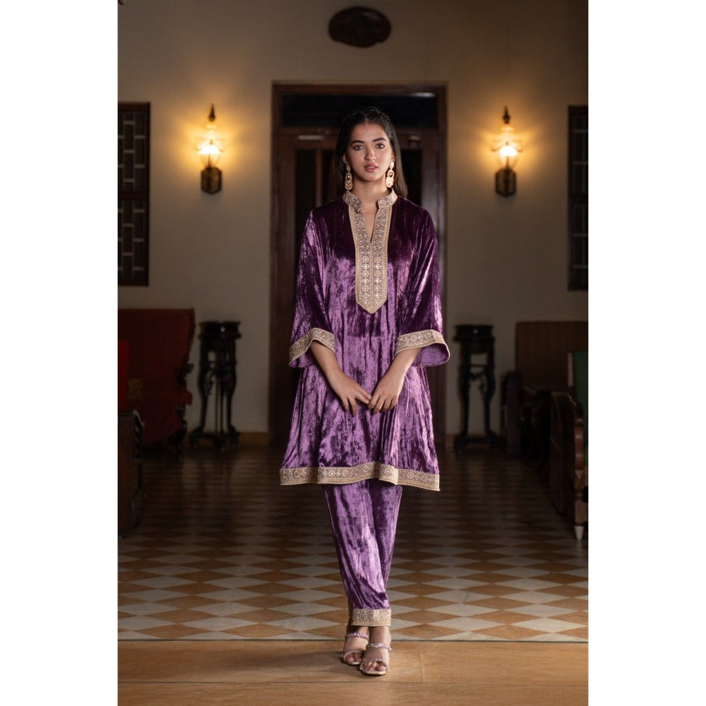 Naseebo Purple Velvet Co-Ord (Set of 2)