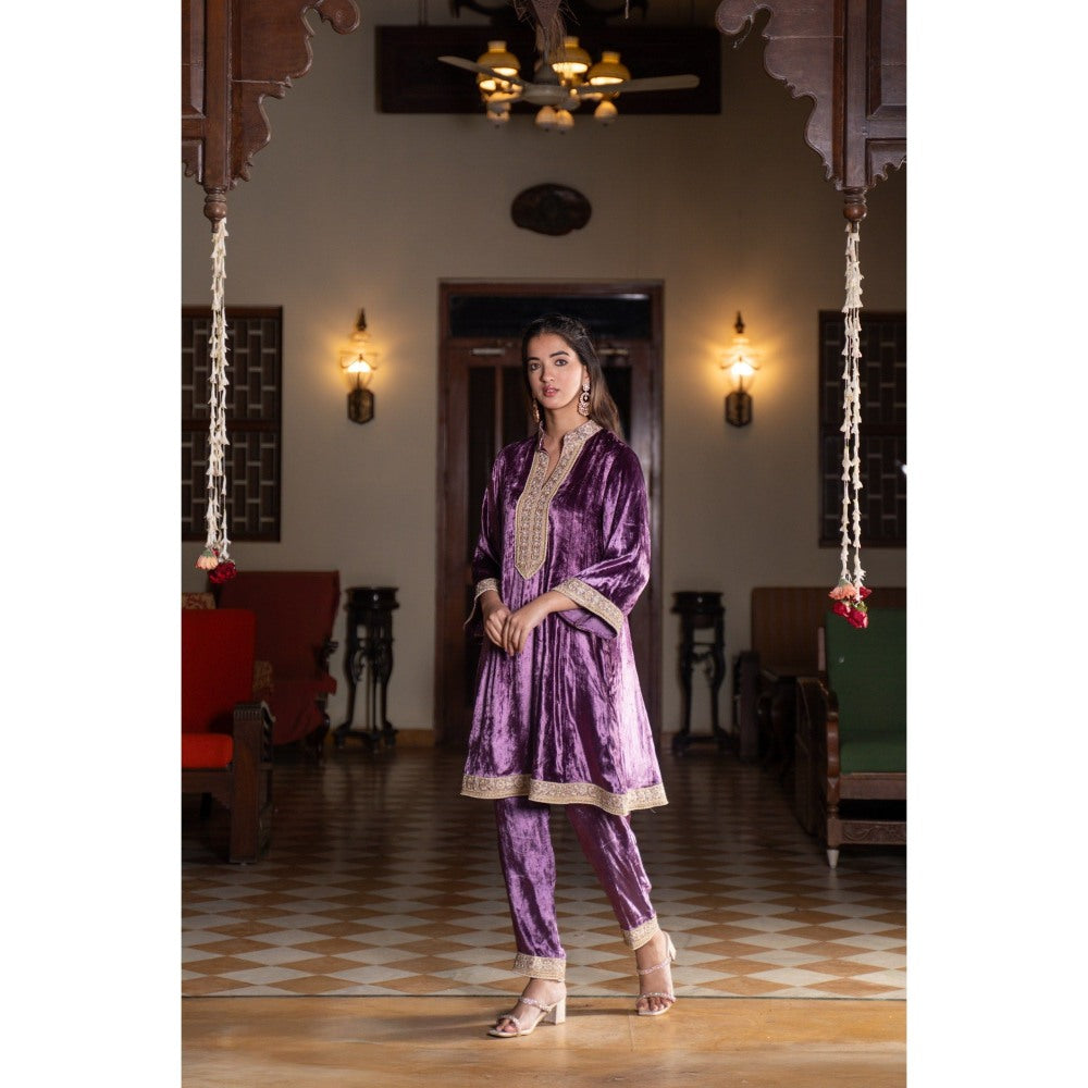 Naseebo Purple Velvet Co-Ord (Set of 2)