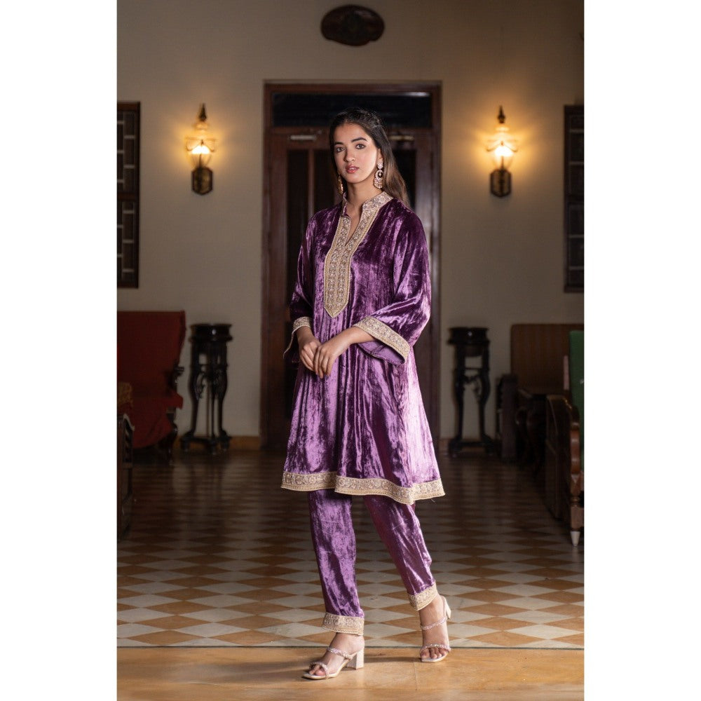 Naseebo Purple Velvet Co-Ord (Set of 2)