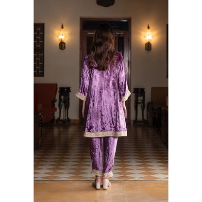 Naseebo Purple Velvet Co-Ord (Set of 2)