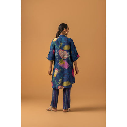 Naseebo Midnight Canvas Muslin Kurta with Pant - Blue