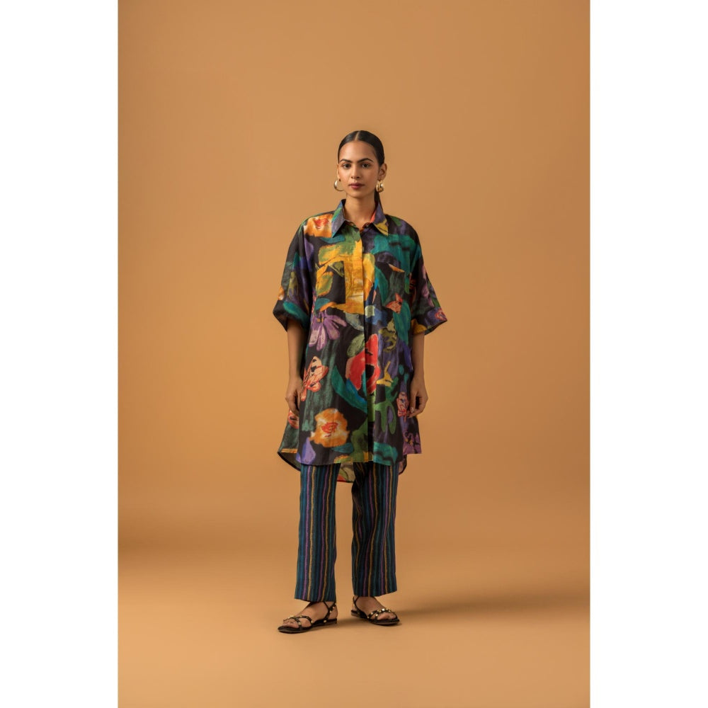 Naseebo Kohl Mirage Muslin Kurta with Pant - Multi-Color