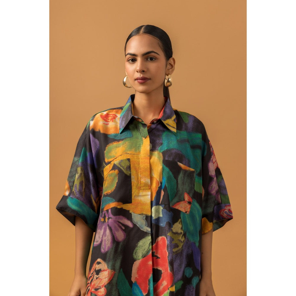 Naseebo Kohl Mirage Muslin Kurta with Pant - Multi-Color
