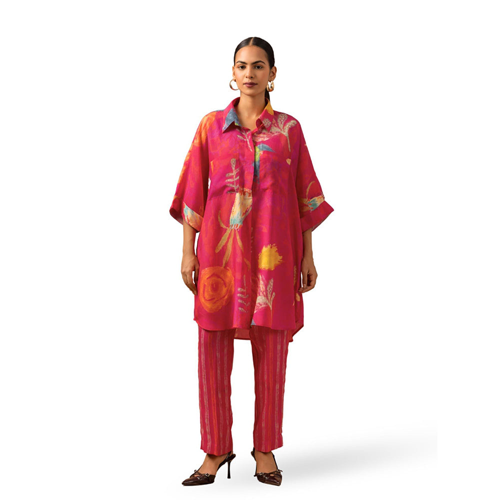 Naseebo Vanilla Blush Muslin Kurta with Pant - Pink