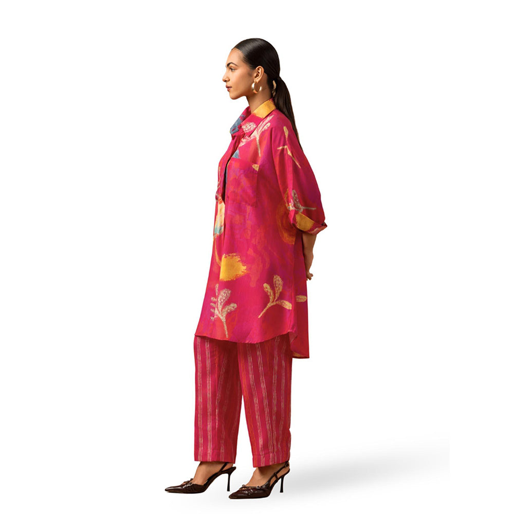 Naseebo Vanilla Blush Muslin Kurta with Pant - Pink