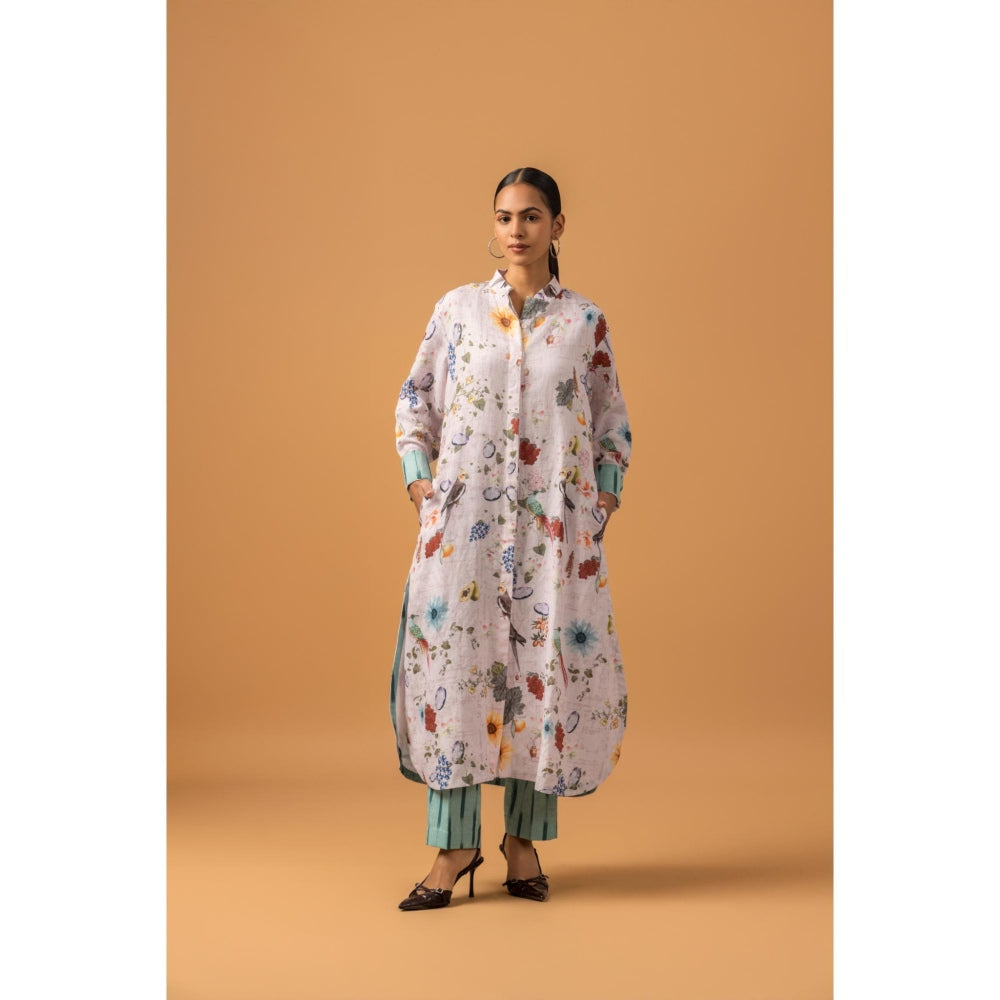 Naseebo Meadow Dream Linen Premium Kurta with Pant - Multi-Color
