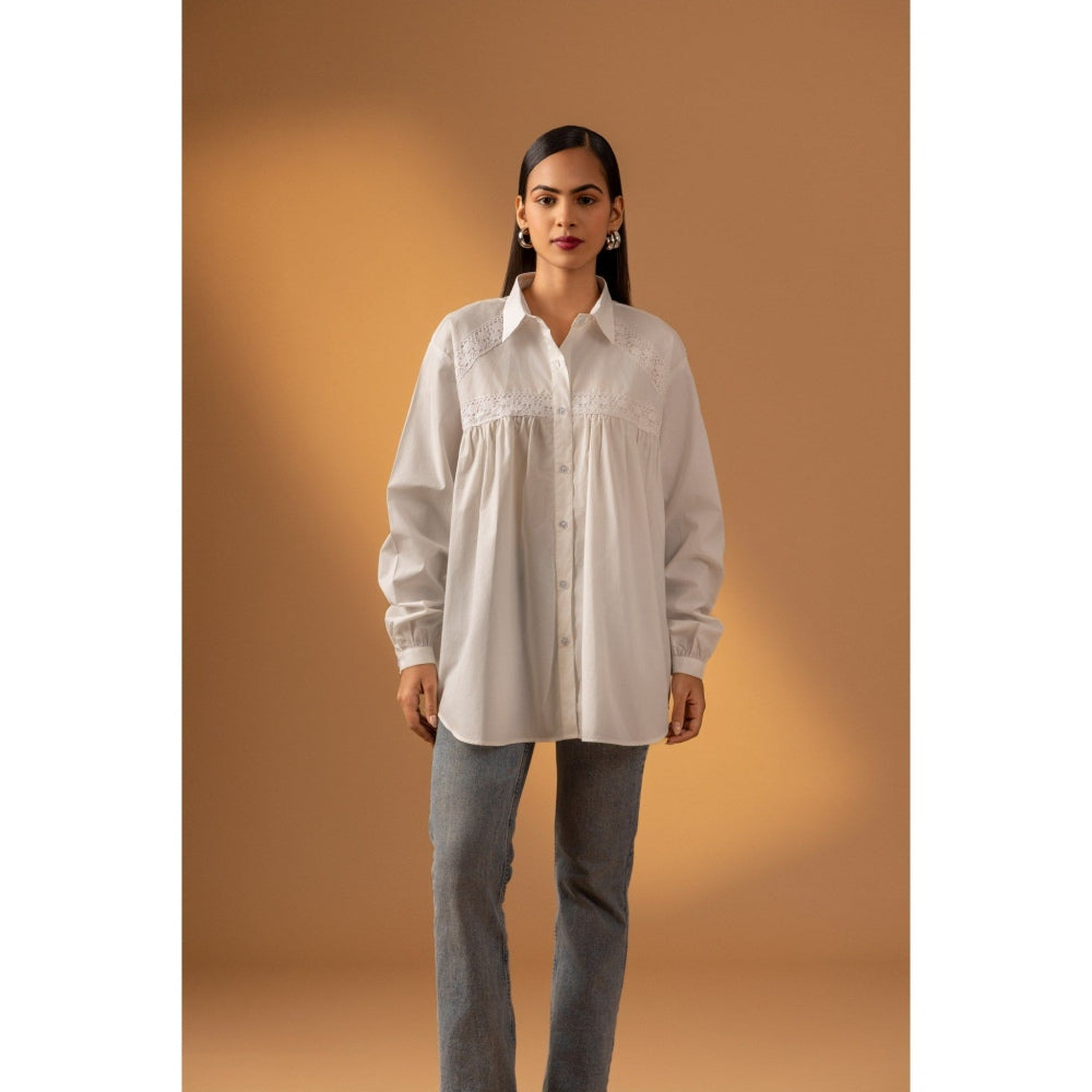 Naseebo Ivory Bloom Lace Shirt