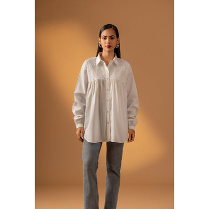 Naseebo Ivory Bloom Lace Shirt