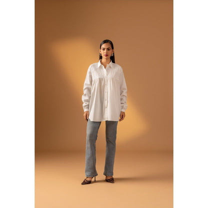 Naseebo Ivory Bloom Lace Shirt
