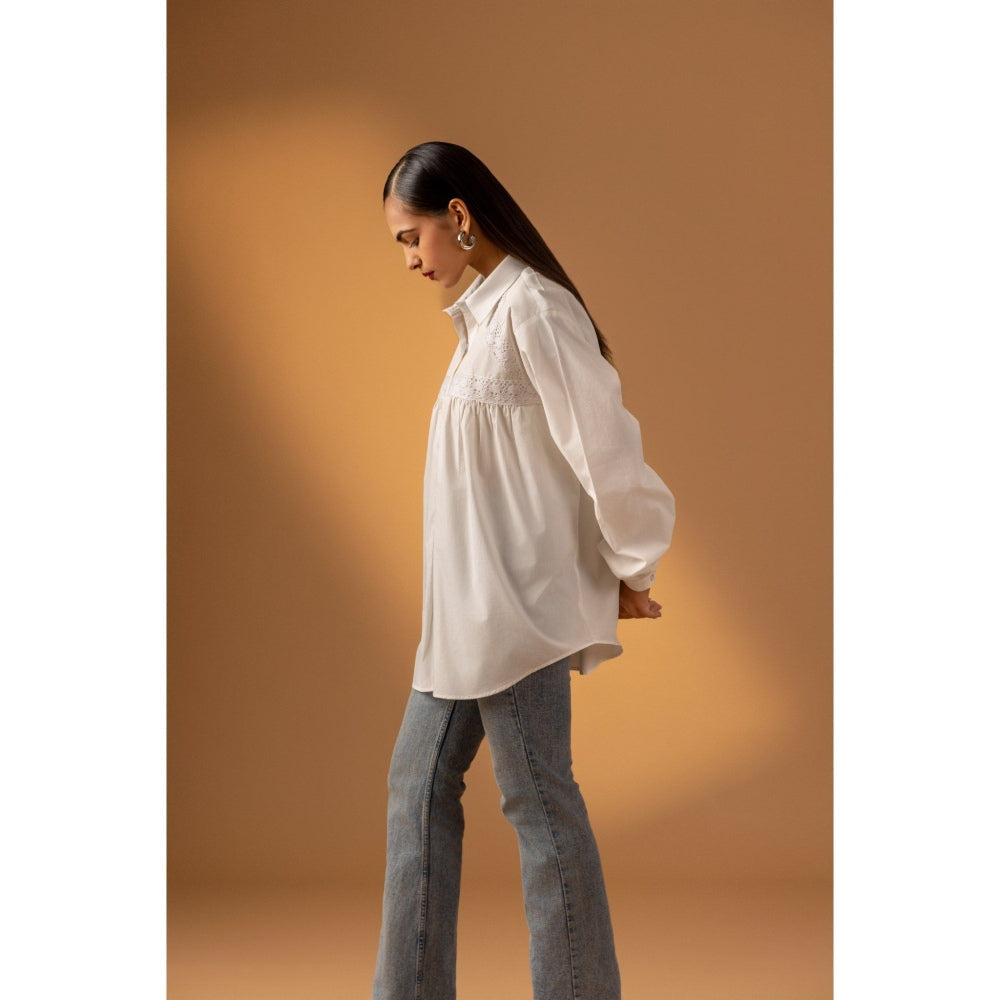 Naseebo Ivory Bloom Lace Shirt