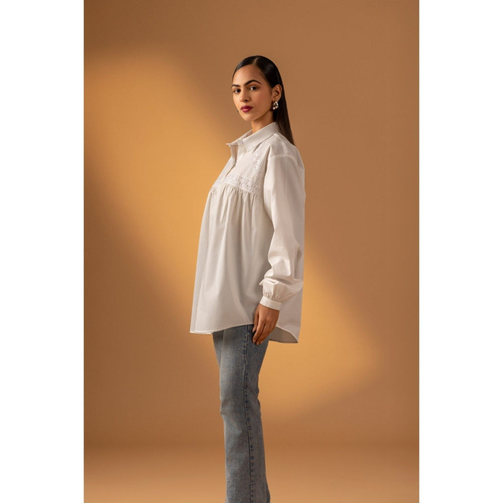 Naseebo Ivory Bloom Lace Shirt