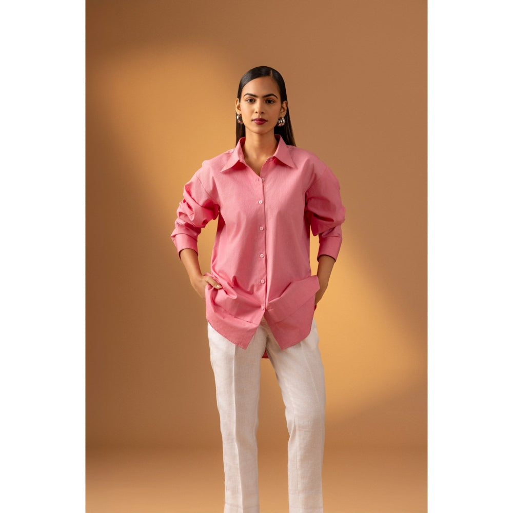 Naseebo Coral Pink Cotton Poplin Shirt