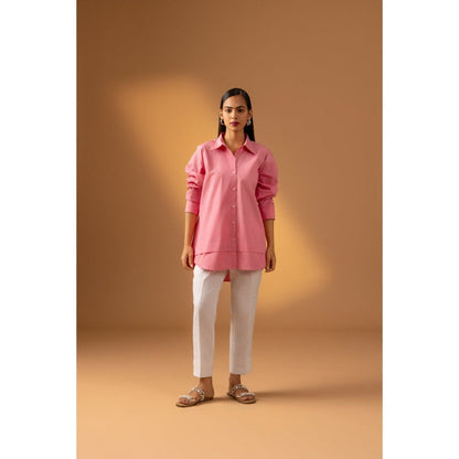 Naseebo Coral Pink Cotton Poplin Shirt