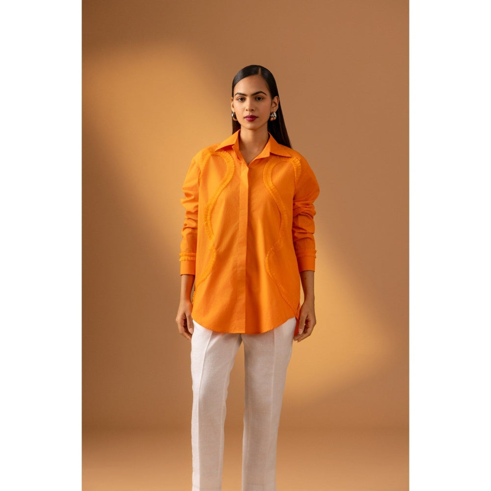Naseebo Orange Tangerine Flame Lace Shirt