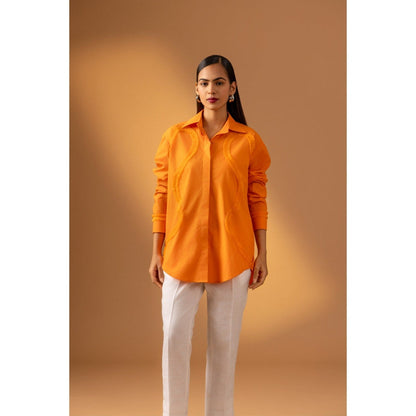 Naseebo Orange Tangerine Flame Lace Shirt