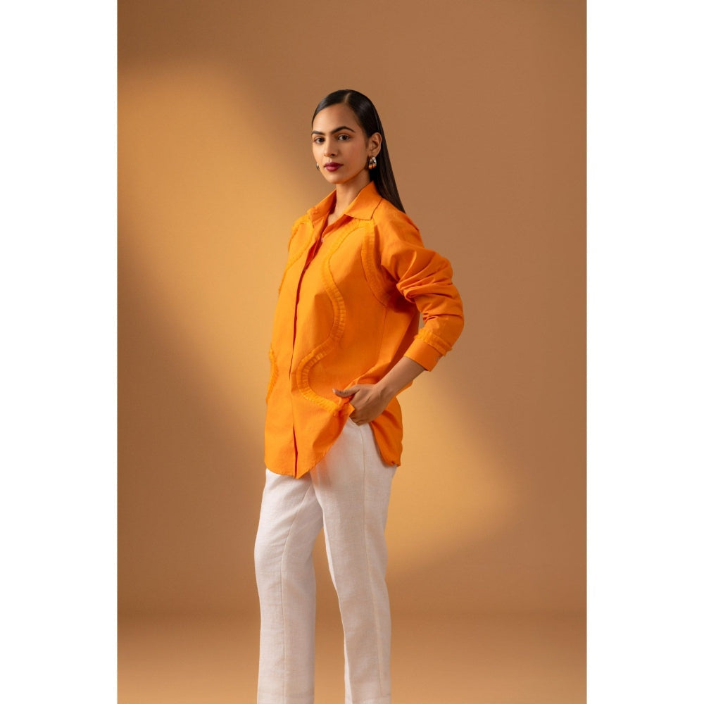 Naseebo Orange Tangerine Flame Lace Shirt