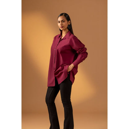Naseebo Wine Mulberry Muse Cotton Poplin Shirt