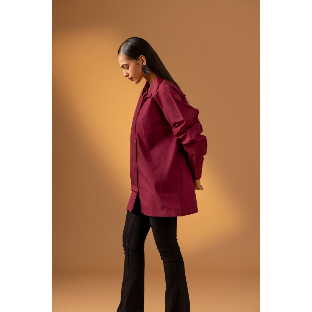 Naseebo Wine Mulberry Muse Cotton Poplin Shirt